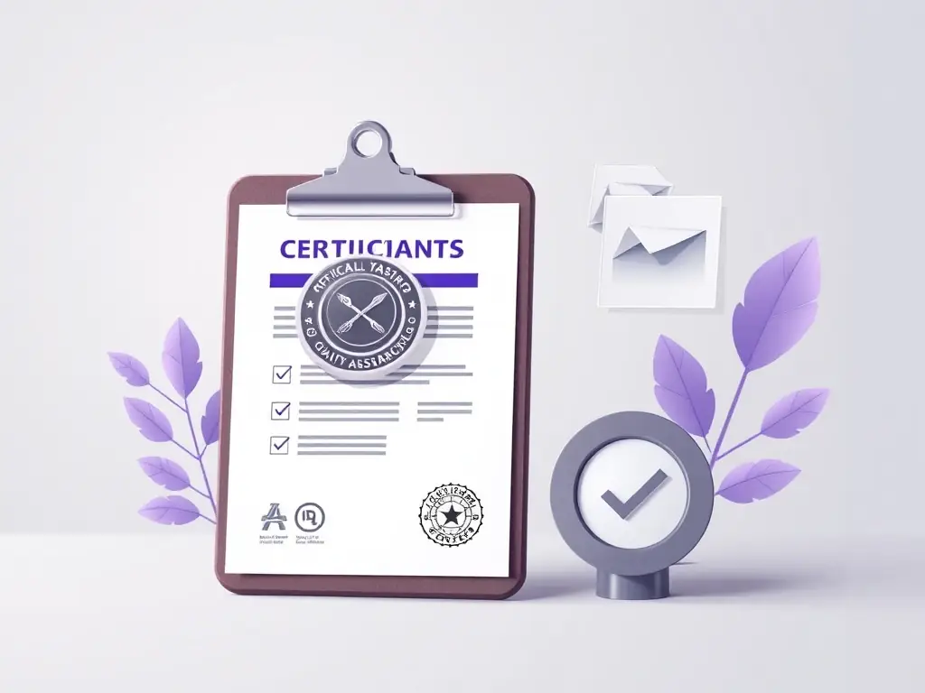 A graphic illustration representing compliance and regulatory standards in the vaping industry. The image should include symbols of certification and quality assurance.