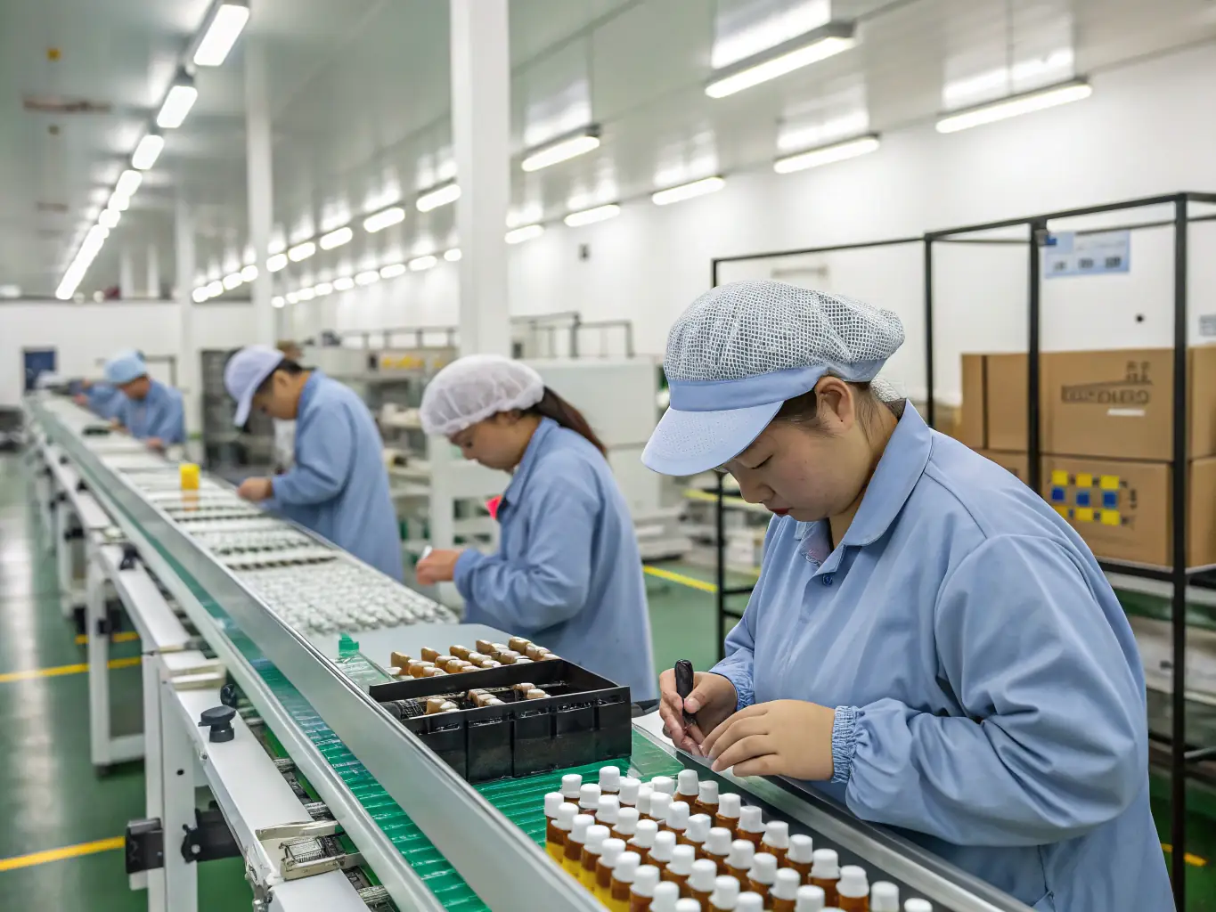 A close-up shot of a vape OEM supplier's production line, highlighting the quality control and manufacturing processes involved in creating vape products.